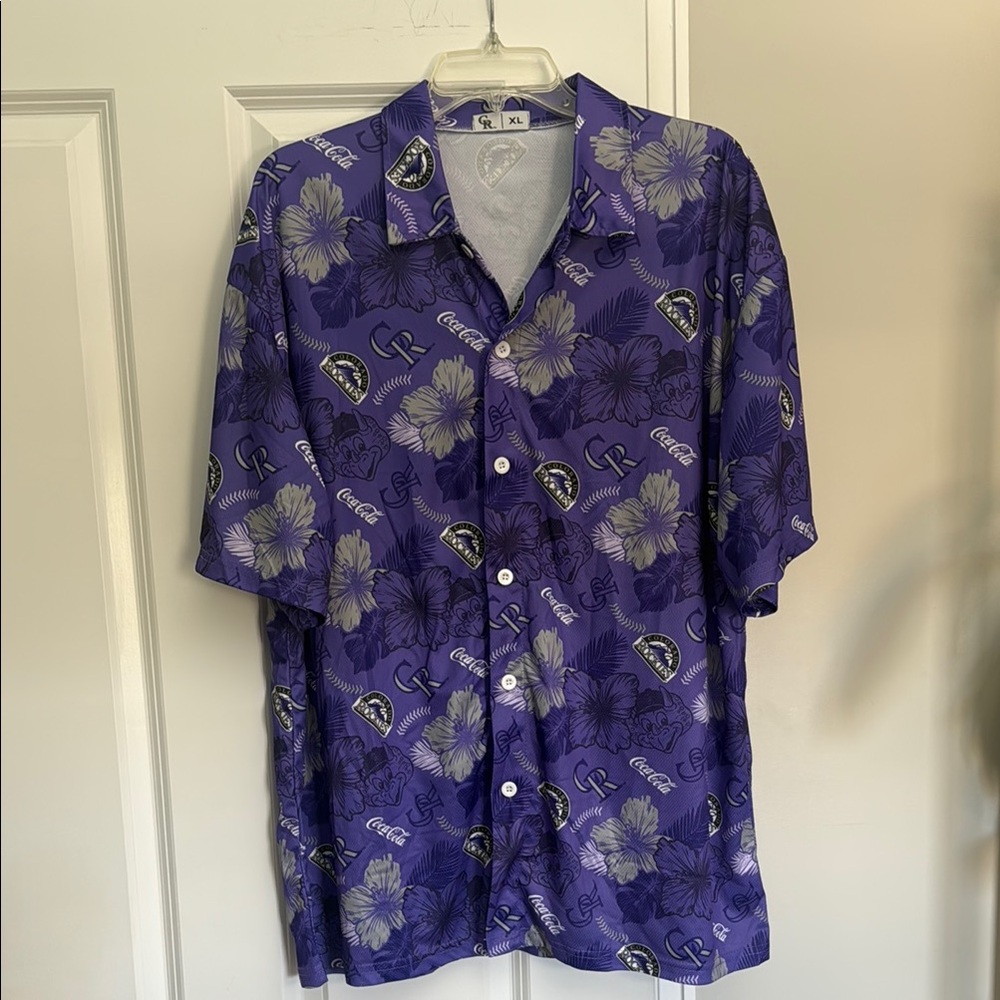 Colorado Rockies Coca-Cola Hawaiian Button Down Shirt